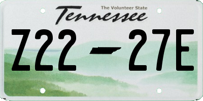 TN license plate Z2227E