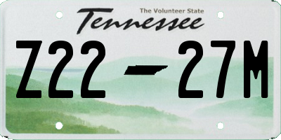TN license plate Z2227M
