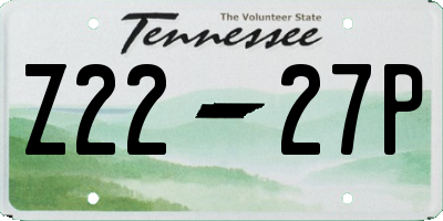 TN license plate Z2227P