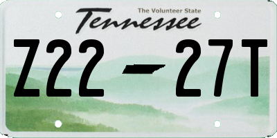 TN license plate Z2227T