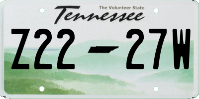 TN license plate Z2227W