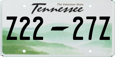 TN license plate Z2227Z