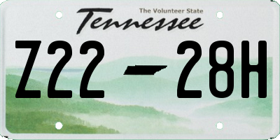 TN license plate Z2228H