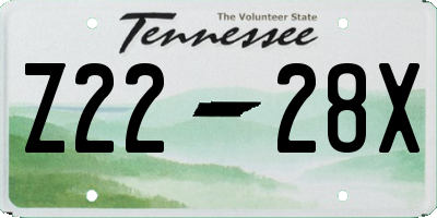 TN license plate Z2228X