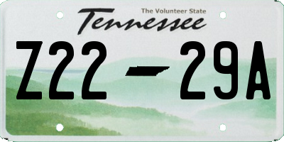 TN license plate Z2229A
