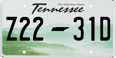 TN license plate Z2231D