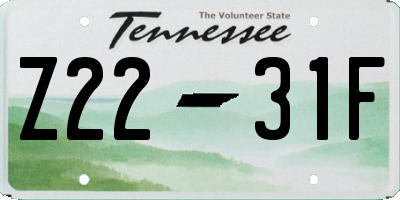 TN license plate Z2231F