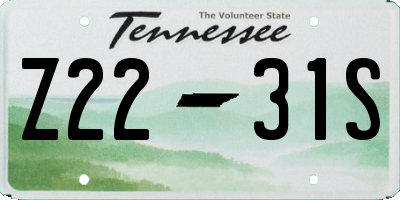 TN license plate Z2231S