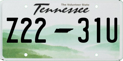 TN license plate Z2231U