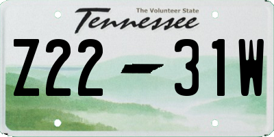 TN license plate Z2231W
