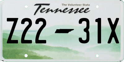 TN license plate Z2231X