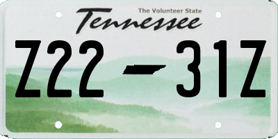 TN license plate Z2231Z