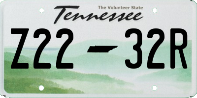 TN license plate Z2232R