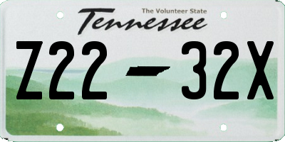 TN license plate Z2232X