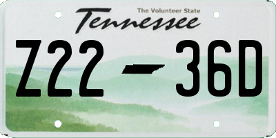 TN license plate Z2236D