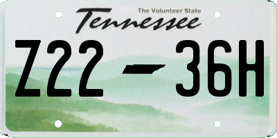 TN license plate Z2236H