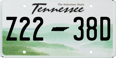 TN license plate Z2238D