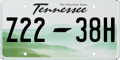 TN license plate Z2238H