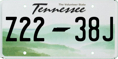 TN license plate Z2238J