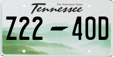 TN license plate Z2240D