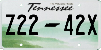 TN license plate Z2242X