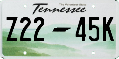 TN license plate Z2245K