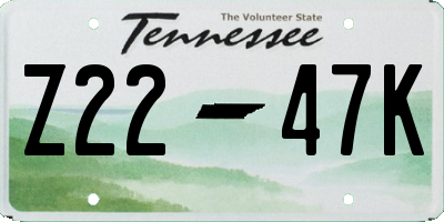 TN license plate Z2247K