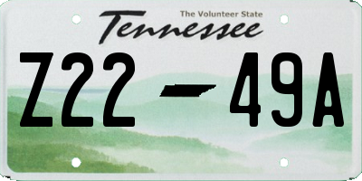TN license plate Z2249A