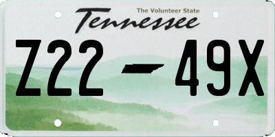 TN license plate Z2249X