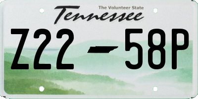 TN license plate Z2258P