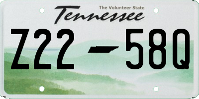 TN license plate Z2258Q