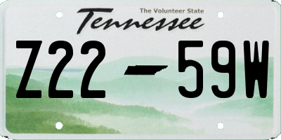 TN license plate Z2259W