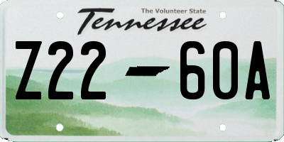TN license plate Z2260A