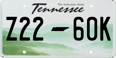 TN license plate Z2260K