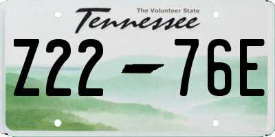 TN license plate Z2276E