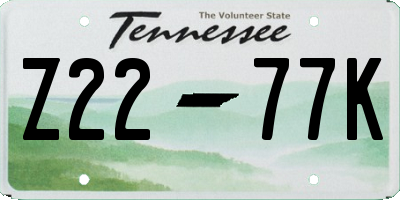 TN license plate Z2277K