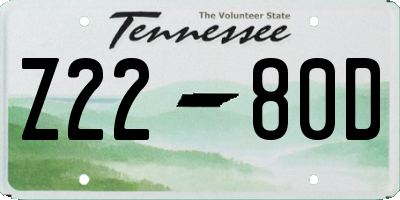 TN license plate Z2280D