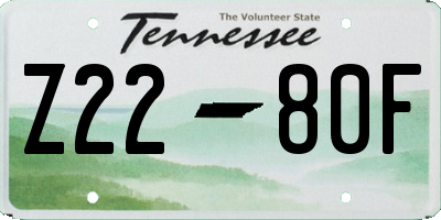 TN license plate Z2280F