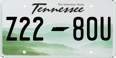 TN license plate Z2280U