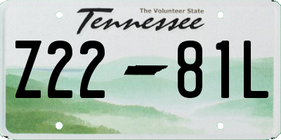 TN license plate Z2281L