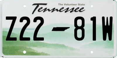 TN license plate Z2281W