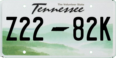 TN license plate Z2282K