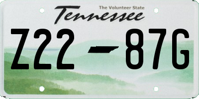 TN license plate Z2287G