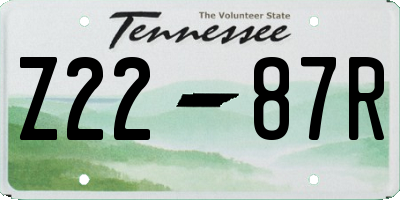 TN license plate Z2287R