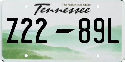 TN license plate Z2289L