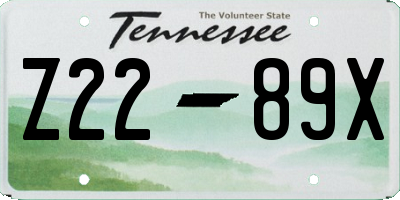 TN license plate Z2289X