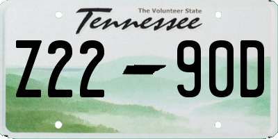 TN license plate Z2290D