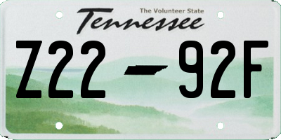 TN license plate Z2292F