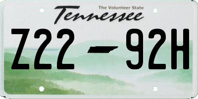 TN license plate Z2292H