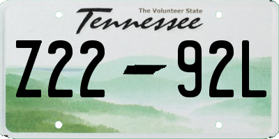 TN license plate Z2292L